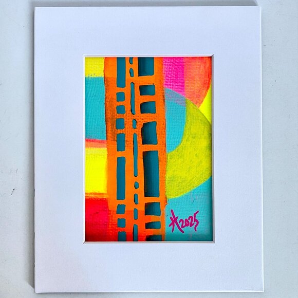 Intersectionality7 Original Acrylic Painting 8x10in Mat Frame Ready Squeegee Art - Picture 3 of 8